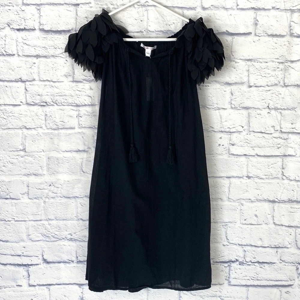 Stella Cove black petal detail cotton coverup dress 14 NWT